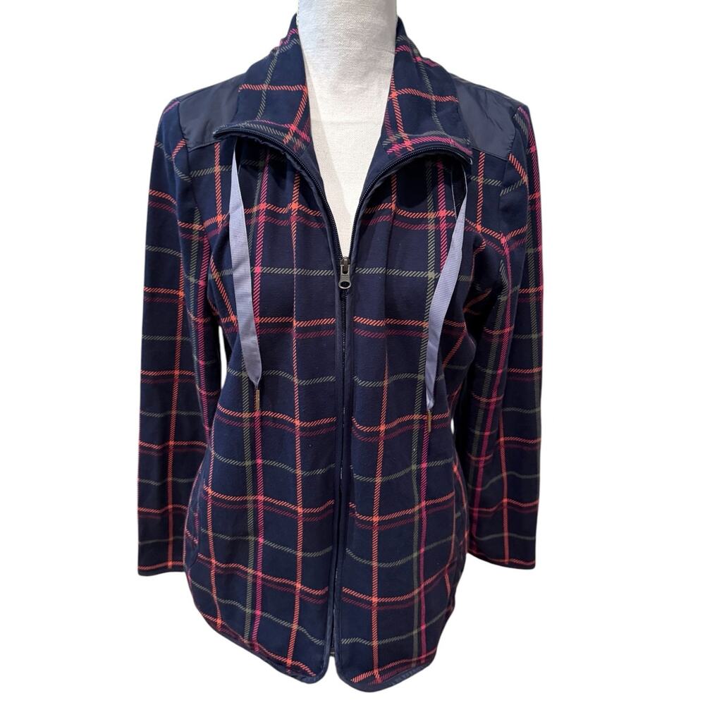 T by Talbots Sporty Casual Jacket Blue Plaid M